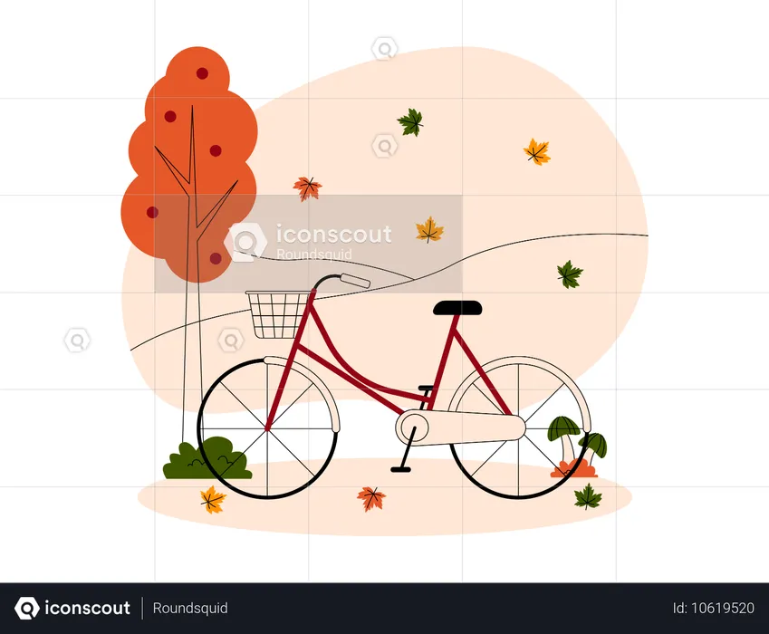 Ciclismo en el parque de otoño  Ilustración