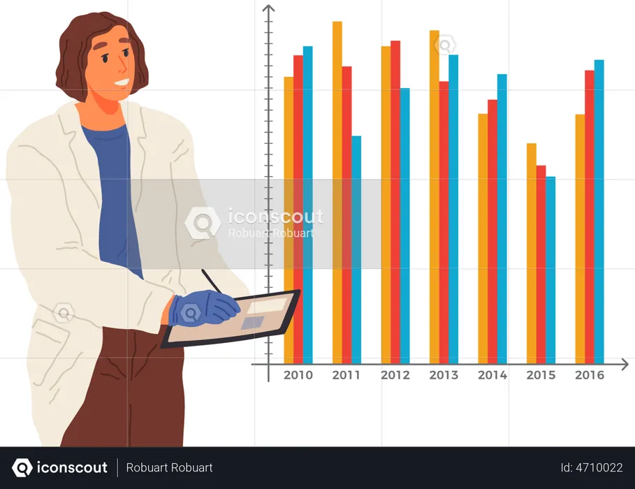 Científico escribiendo datos de investigación  Ilustración