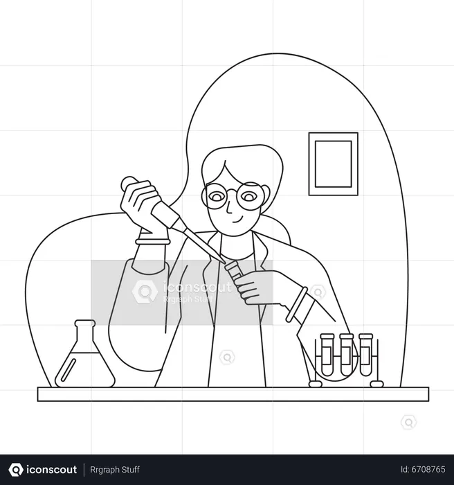 Científico haciendo investigación de laboratorio  Ilustración