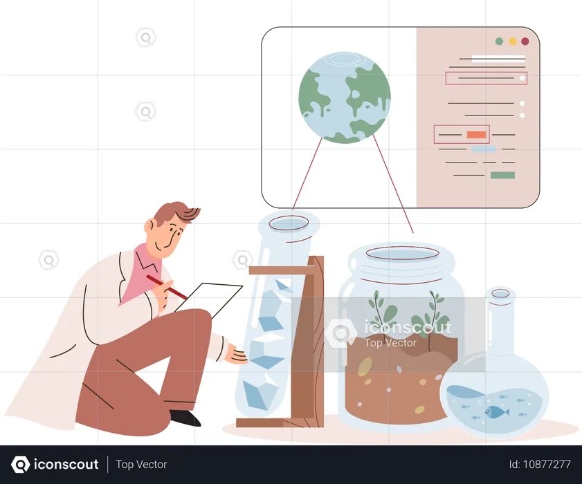 Científico que estudia microbiología  Ilustración