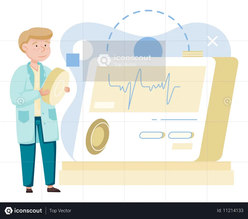 Científico utilizando herramientas de laboratorio  Ilustración