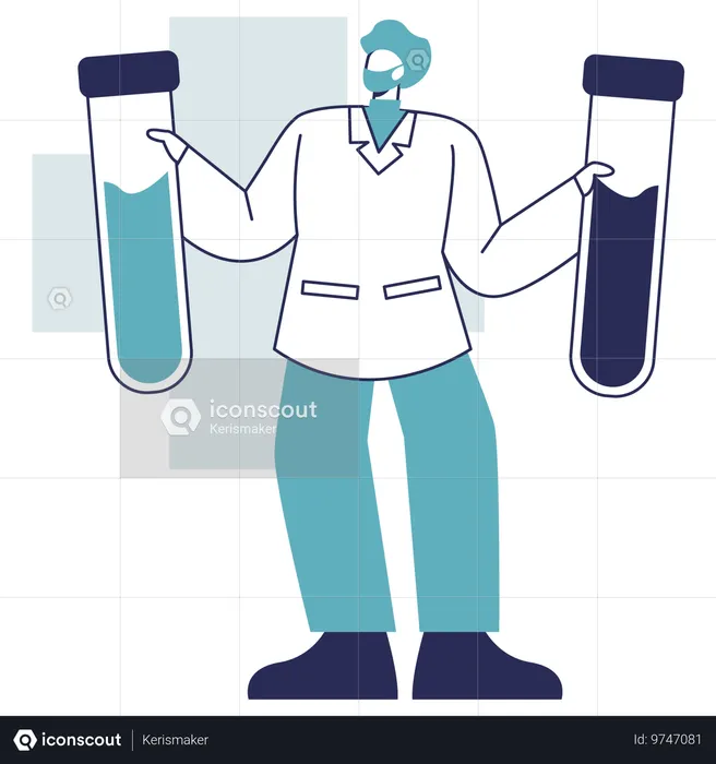 Científico realiza experimento de laboratorio  Ilustración