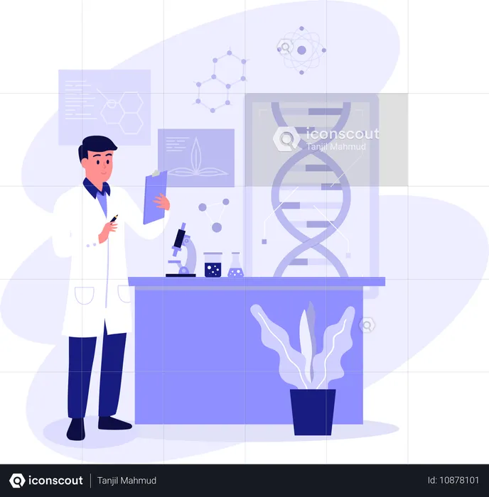 Científico tomando notas  Ilustración