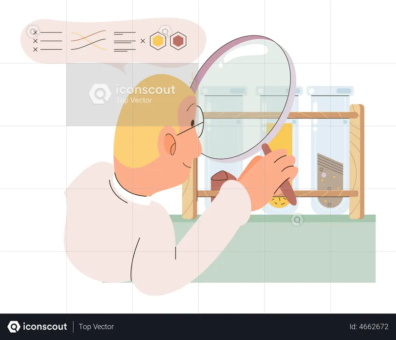 Cientista fazendo análise da qualidade do solo  Ilustração