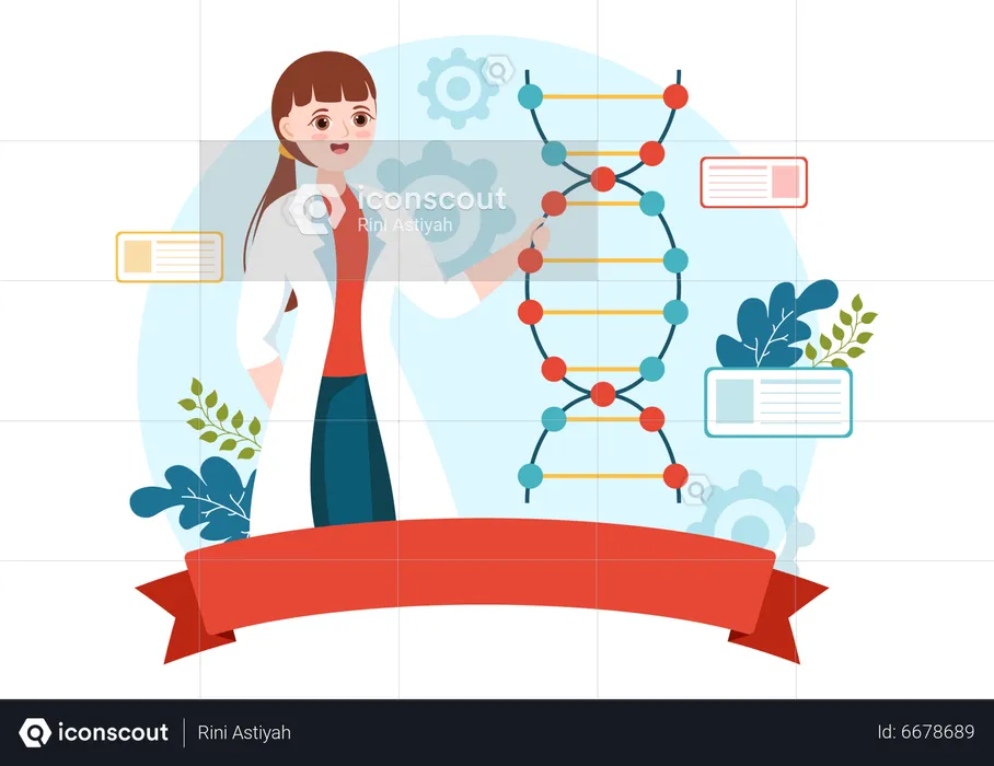 Cientista fazendo experimento de DNA  Ilustração