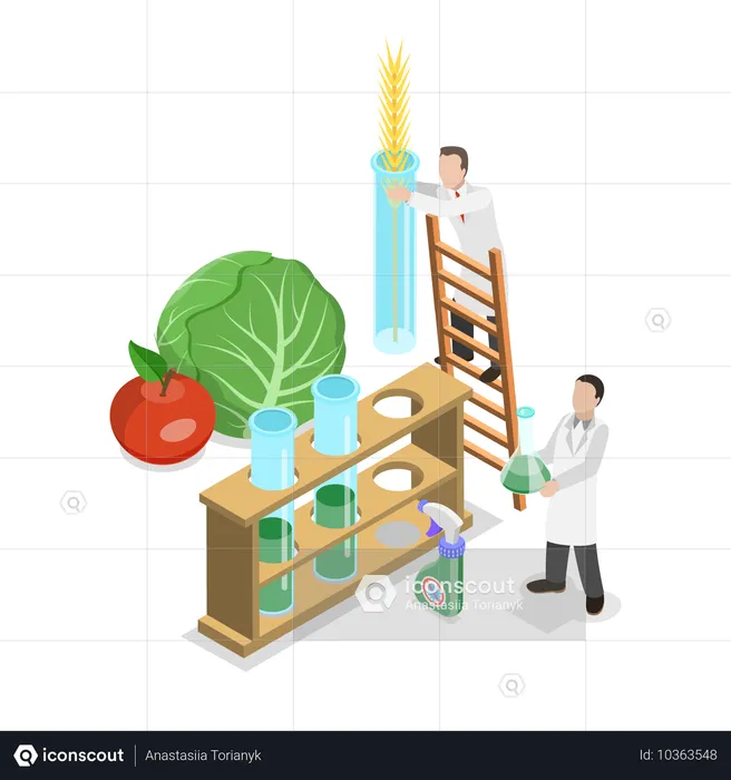 Cientista fazendo pesquisa agrícola  Ilustração