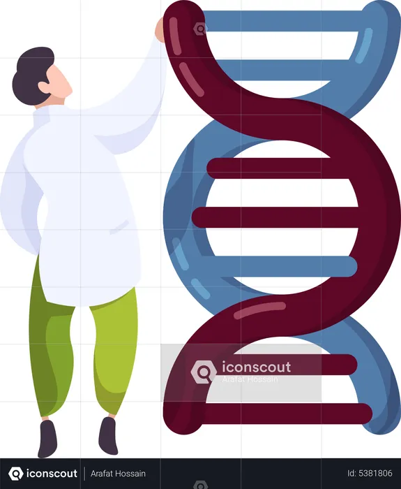 Cientista masculino trabalhando em manipulação genética  Ilustração