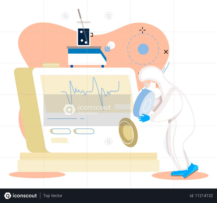 Cientista usando ferramentas de laboratório  Ilustração