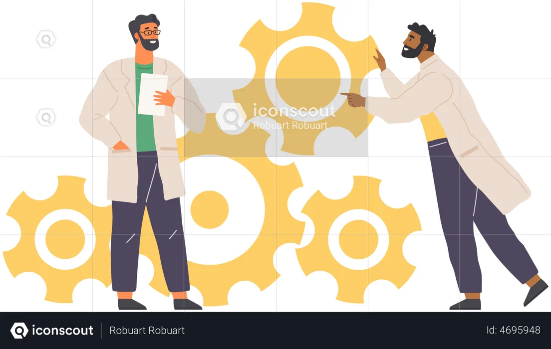 Cientistas trabalhando em inovação  Ilustração