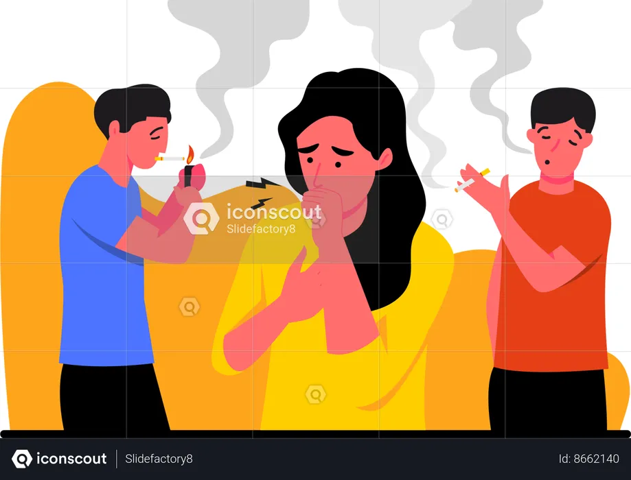 Cigarettes causing air pollution  Illustration
