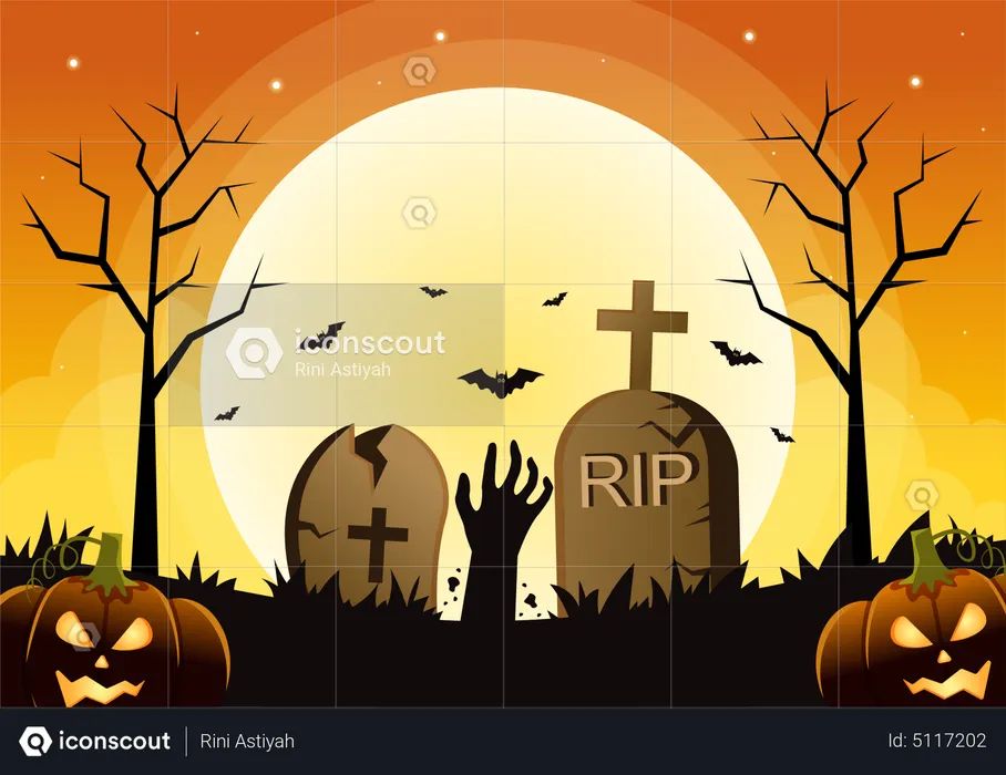 Cimetière d'Halloween  Illustration