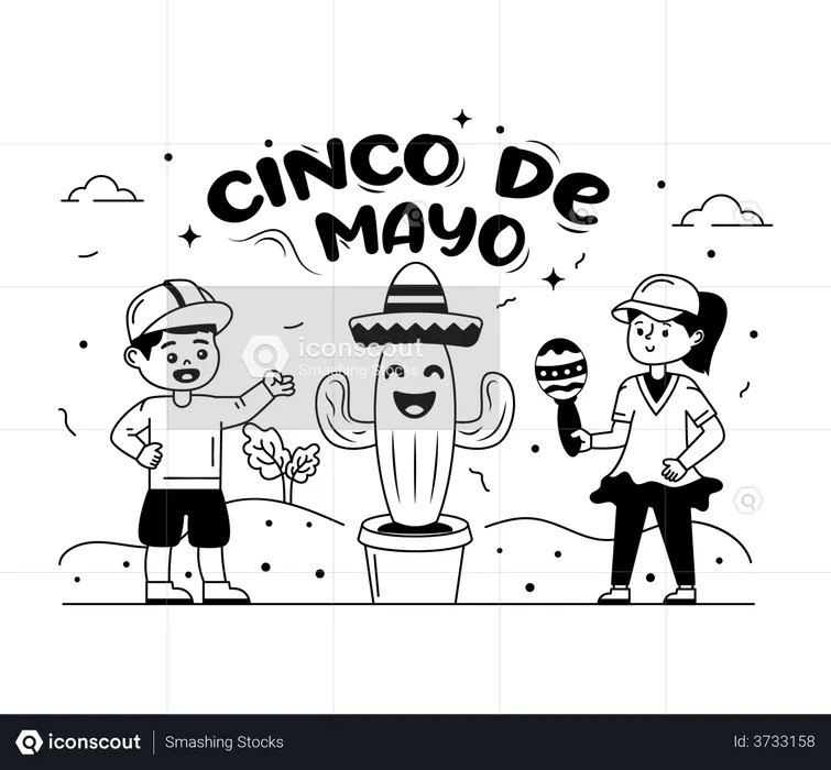 Cinco cactus  Illustration