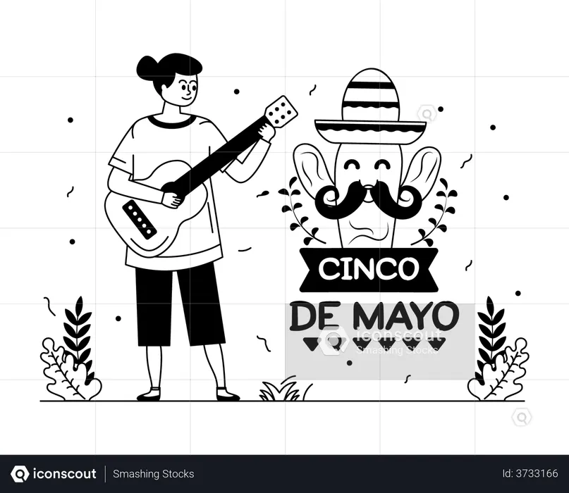 Cinco De Mayo musician  Illustration