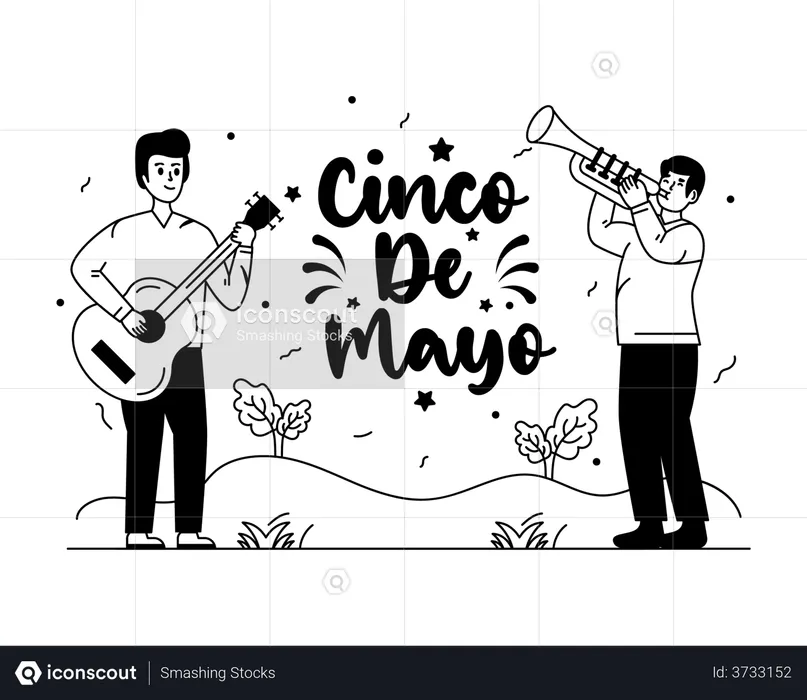 Cinco De Mayo musicians  Illustration