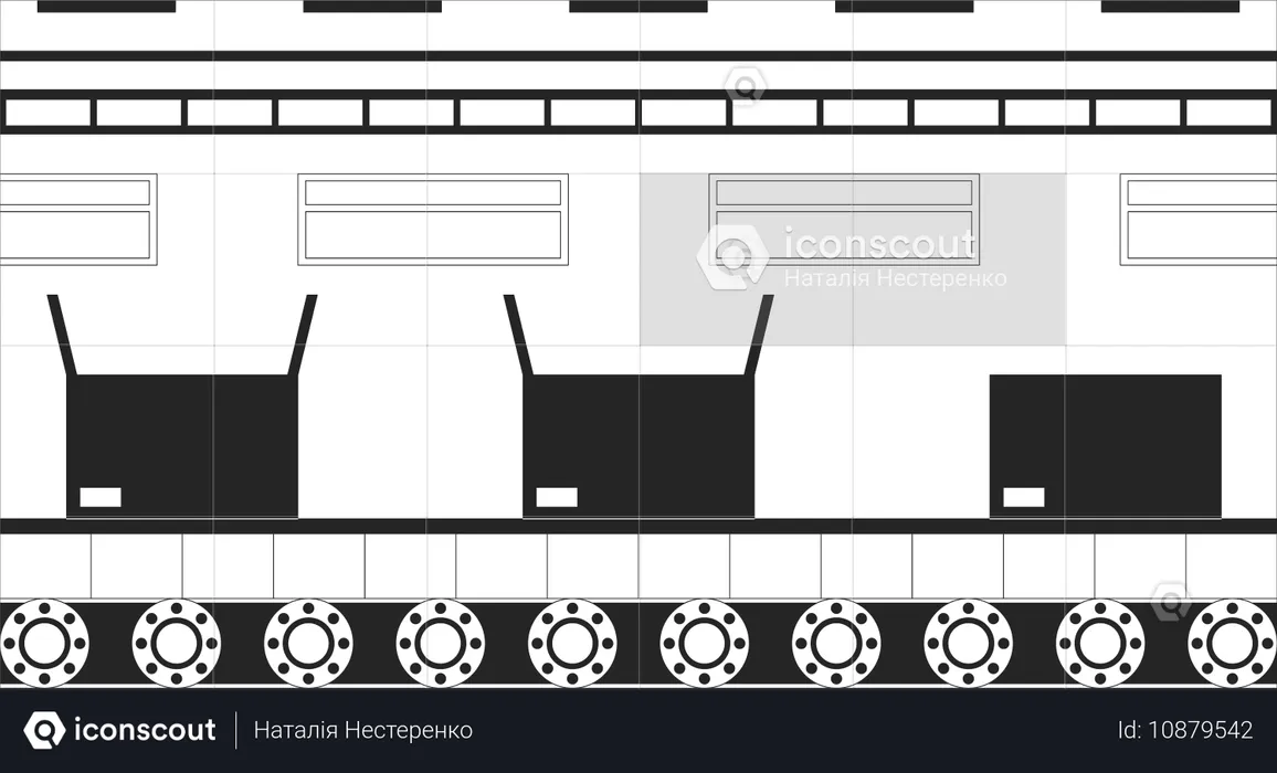 Automatización del embalaje de cajas mediante cintas transportadoras  Ilustración