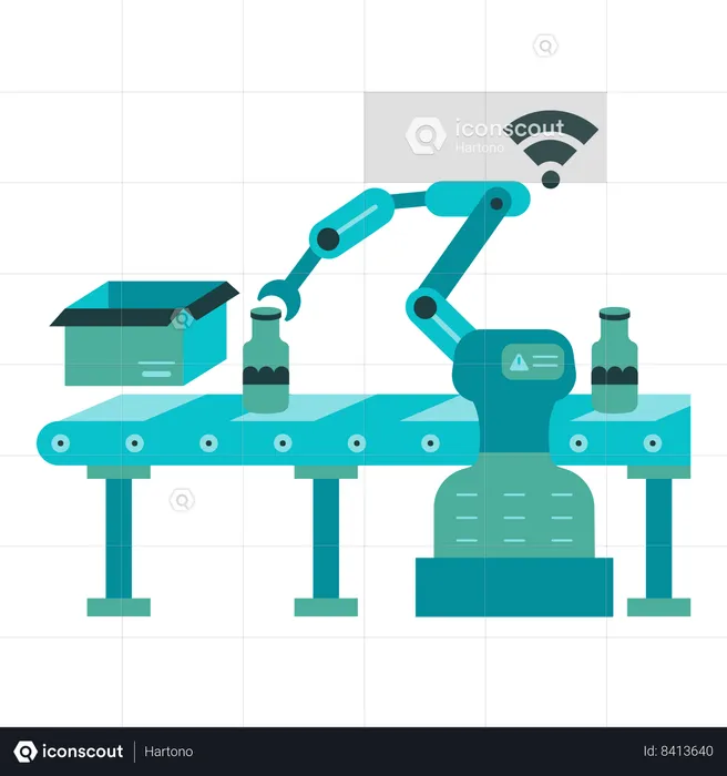 Cinta transportadora de fábrica inteligente  Ilustración