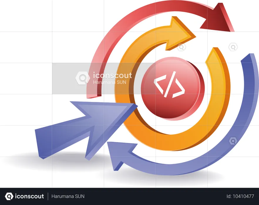 Circle arrow rotation program code  Illustration