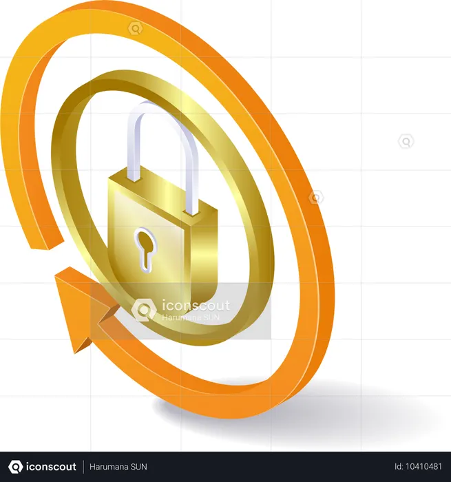 Circle arrow round security padlock key  Illustration