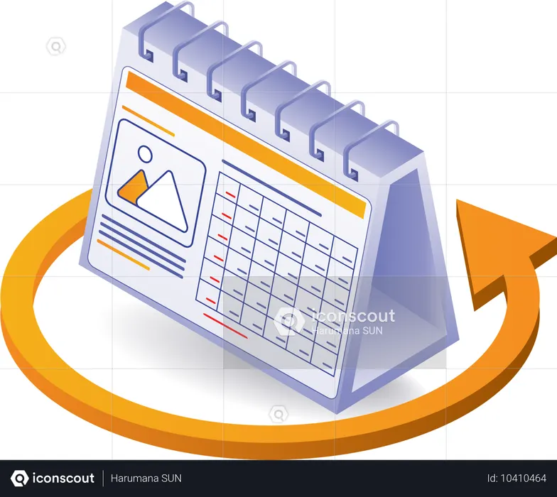 Circle rotation of arrow of time on calendar  Illustration