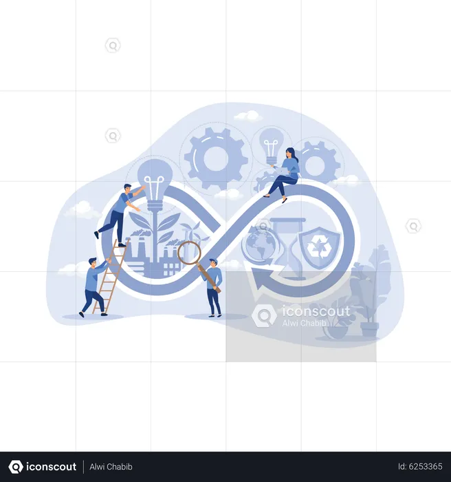 Circular economy manufacturing cycle  Illustration