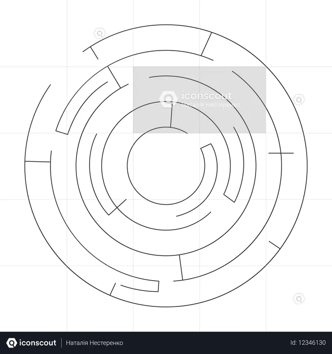Circular maze puzzle with paths  Illustration