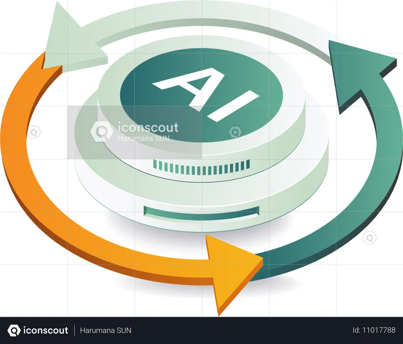 Circulation cycle of artificial intelligence technology  Illustration