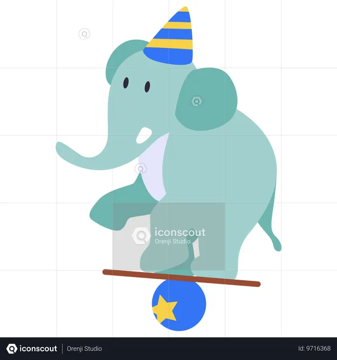 Circus Elephant on the ball  Illustration