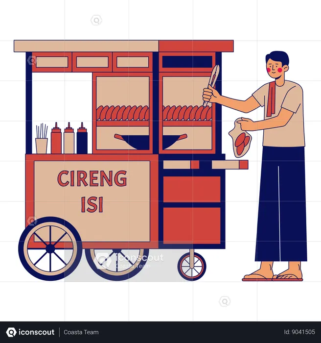 Cireng Isi Street Vendor  Illustration