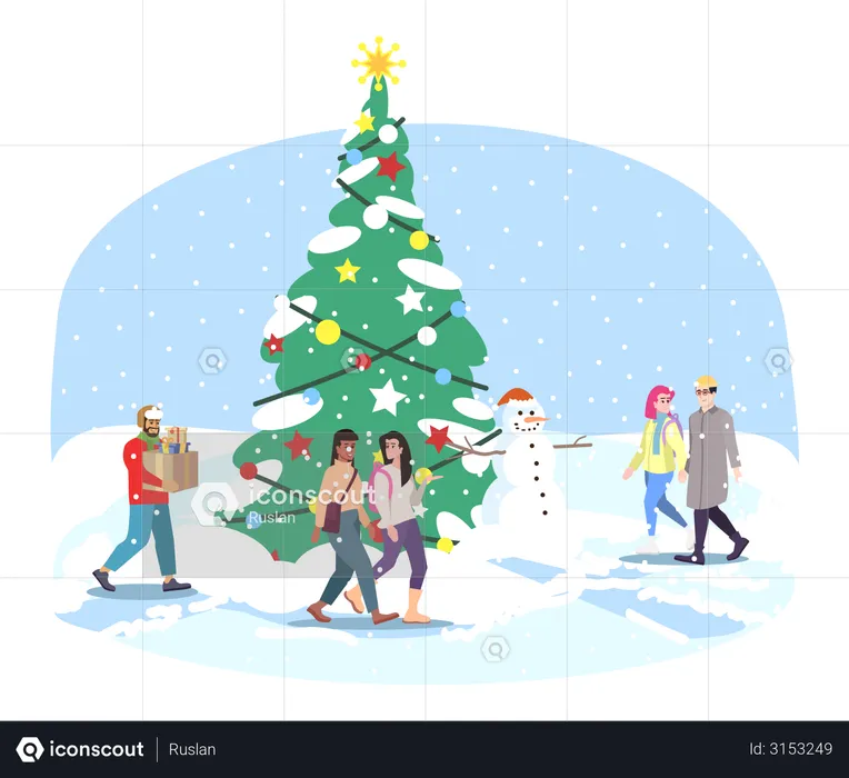 City Christmas tree  Illustration