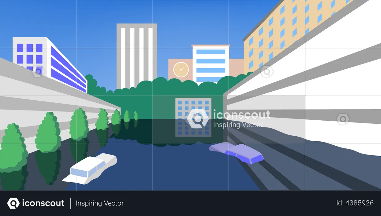City floods  Illustration