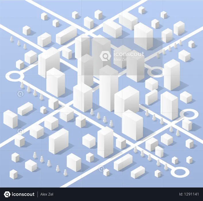 City isometric map  Illustration