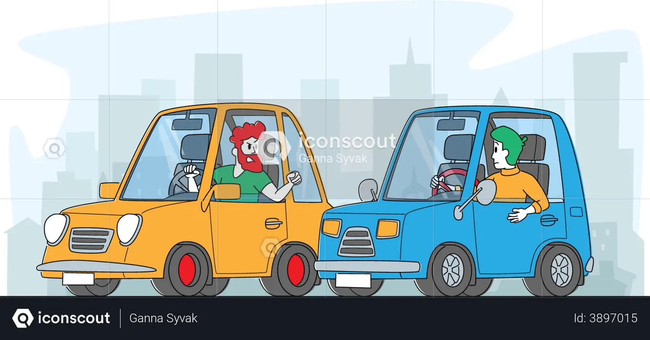 City Traffic Situation  Illustration