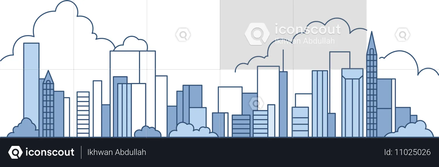 Cityscape Skyscrapers Building Landscape in City Town  Illustration