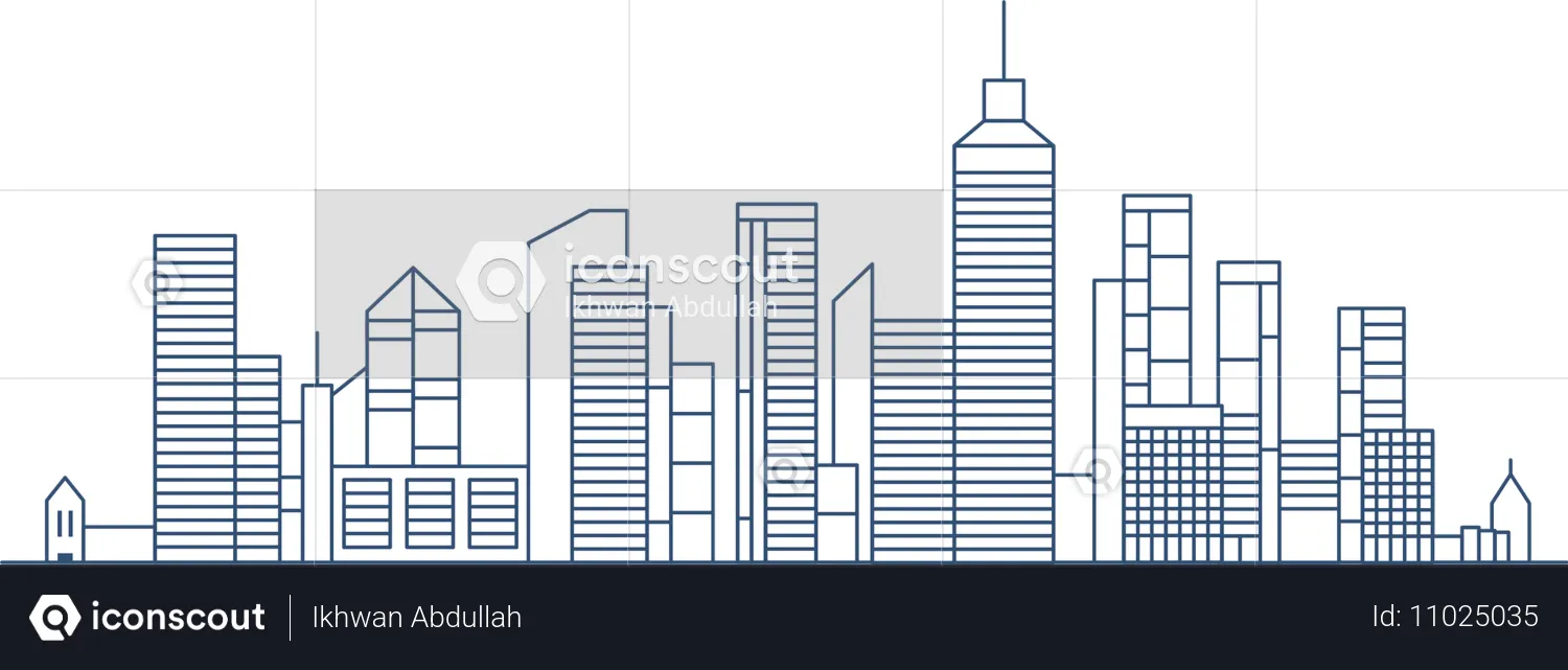 Cityscape Skyscrapers Building Landscape in City Town  Illustration