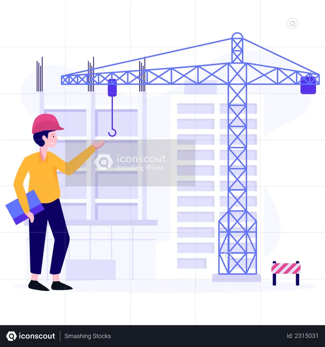 Civil engineer checking project work  Illustration