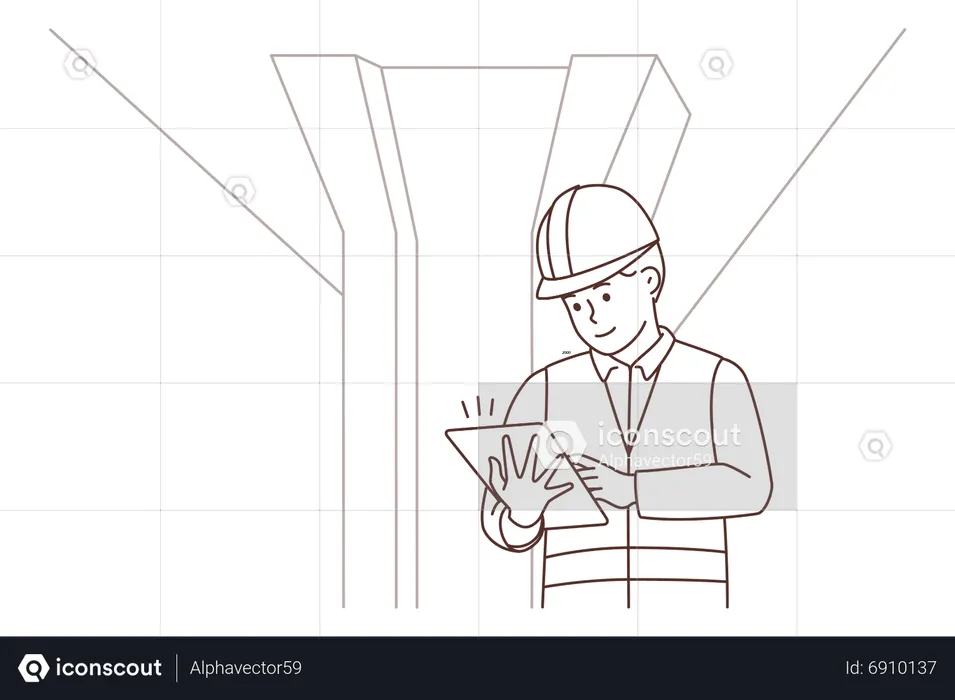 Civil engineer working on construction site  Illustration