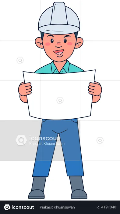 Civil engineering looking at plan  Illustration