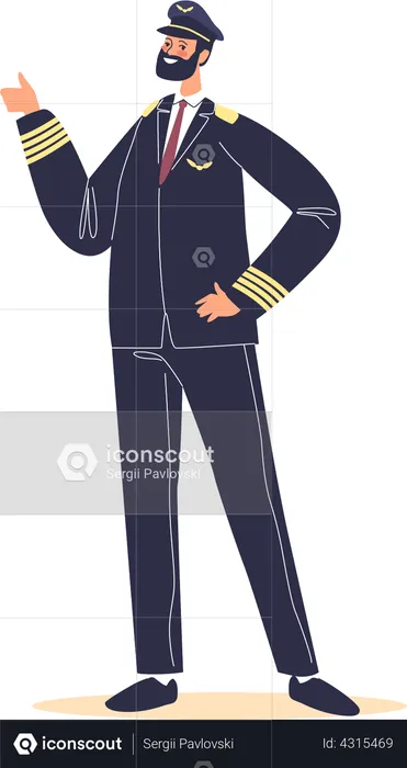 Civil pilot wearing uniform  Illustration