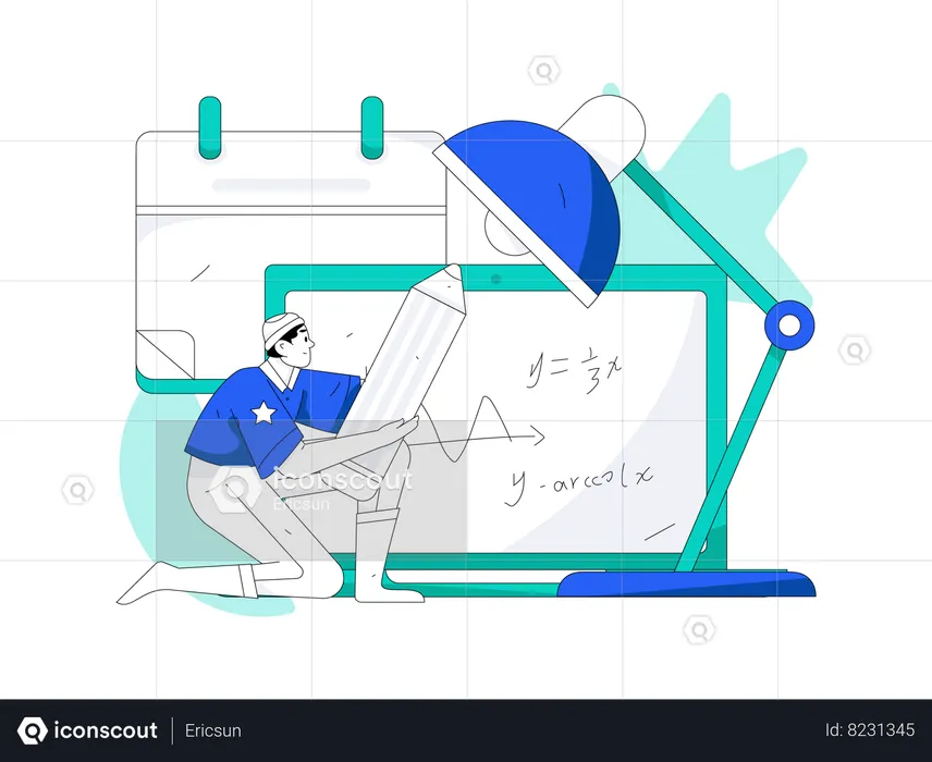 Clase de matematicas digitales  Ilustración