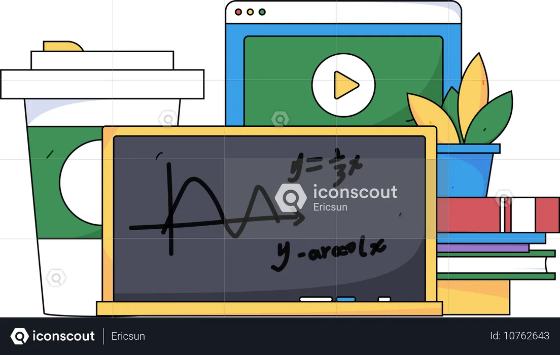 Clase de matemáticas en línea  Ilustración