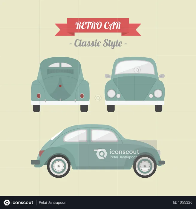 Classic Car In Retro Style  Illustration