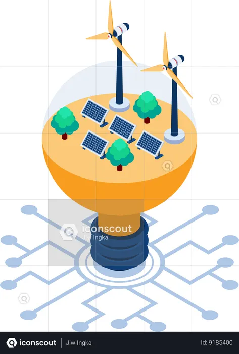 Clean Energy and Renewable Power  Illustration