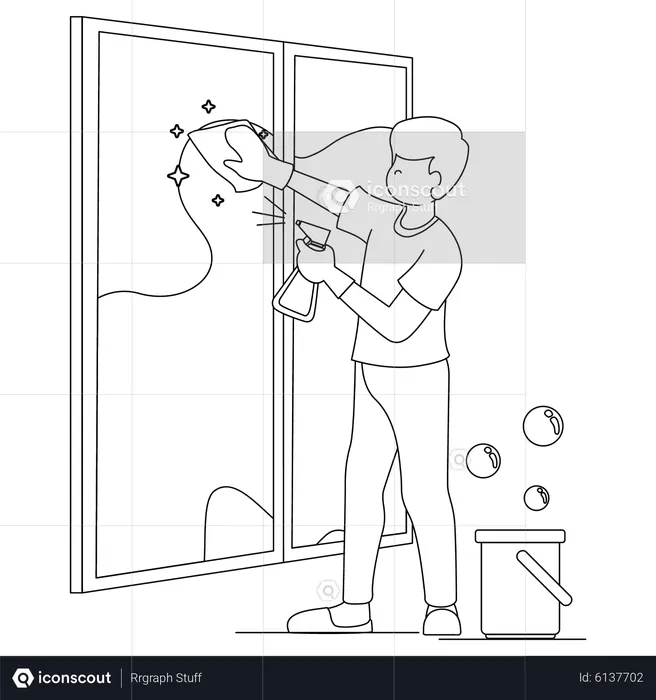 Clean the glass  Illustration