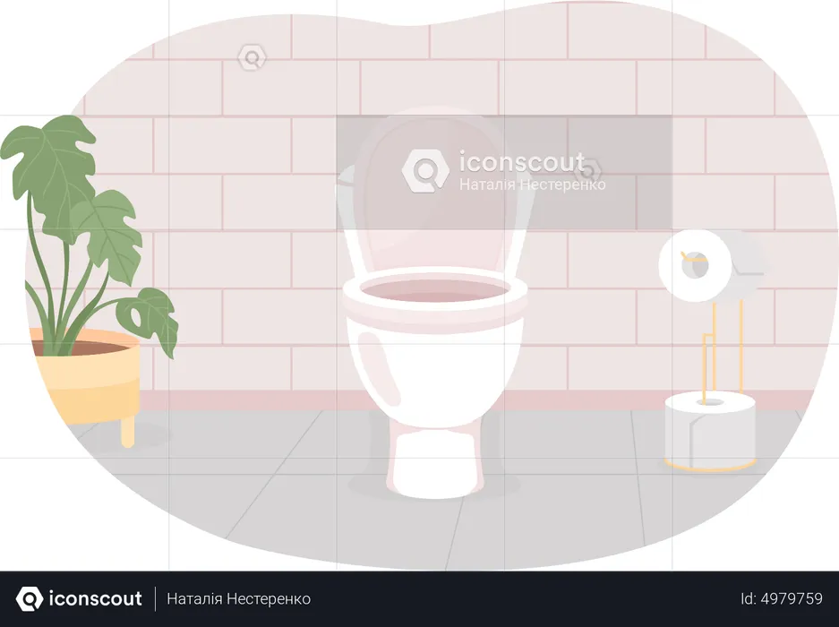 Clean toilet bowl in restroom  Illustration