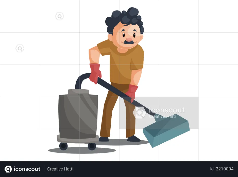 Cleaner Cleaning with Vacuum cleaner  Illustration