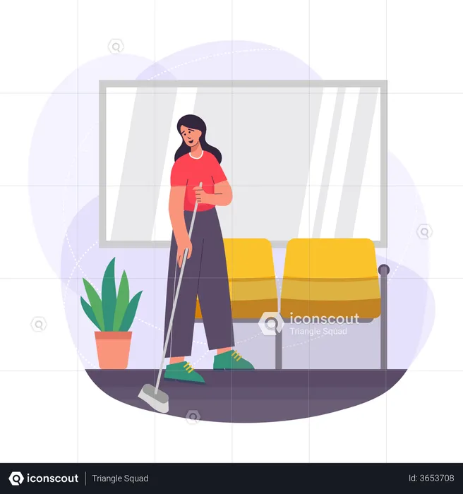 Cleaner doing cleaning at the office  Illustration