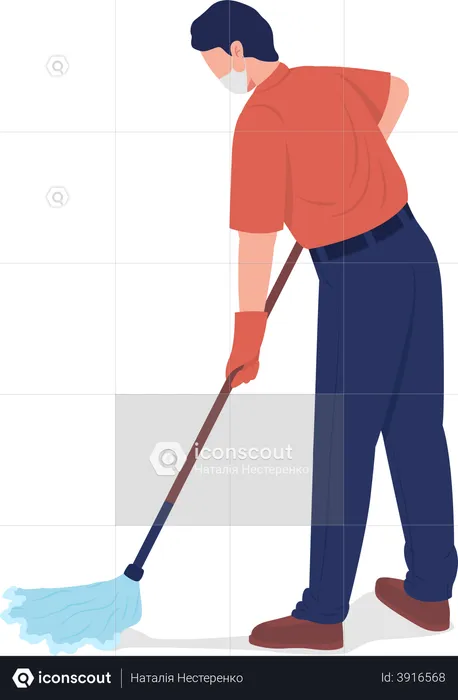Cleaner mopping floor  Illustration