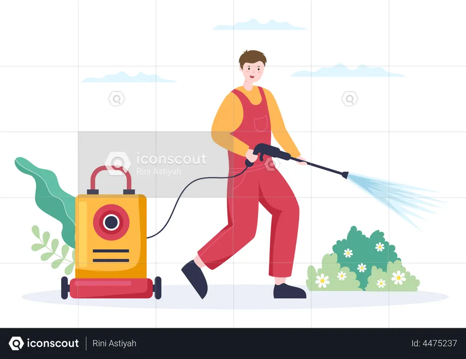 Cleaner with Power Washing  Illustration
