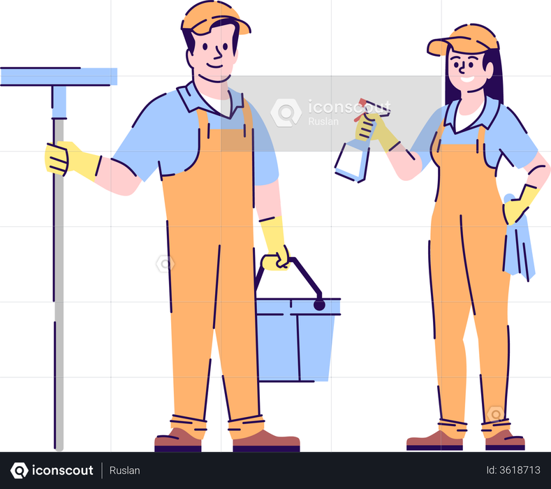 Cleaners couple Illustration