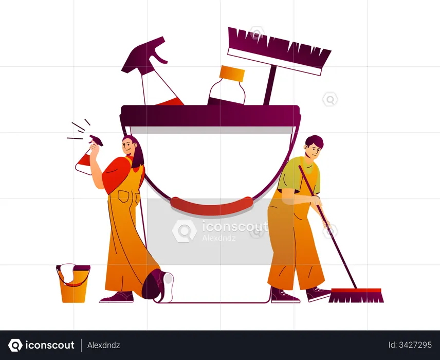 Cleaners provides housekeeping services  Illustration